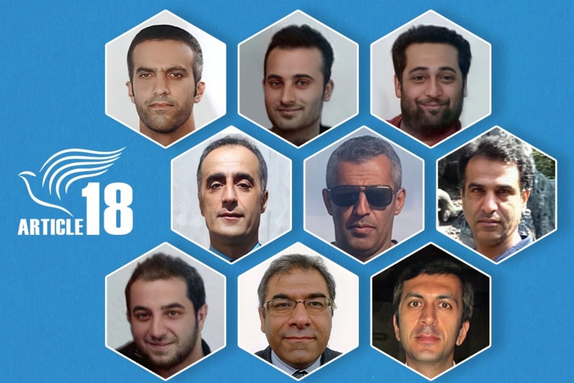 Øverst med klokken: Shahrooz Eslamdoust, Mehdi Khatibi, Babak Hosseinzadeh, Hossein Kadivar, Mohammad Vafadar, Abdolreza Ali Haghnejad, Behnam Akhlaghi, Khalil Dehghanpour og Kamal Naamanian.