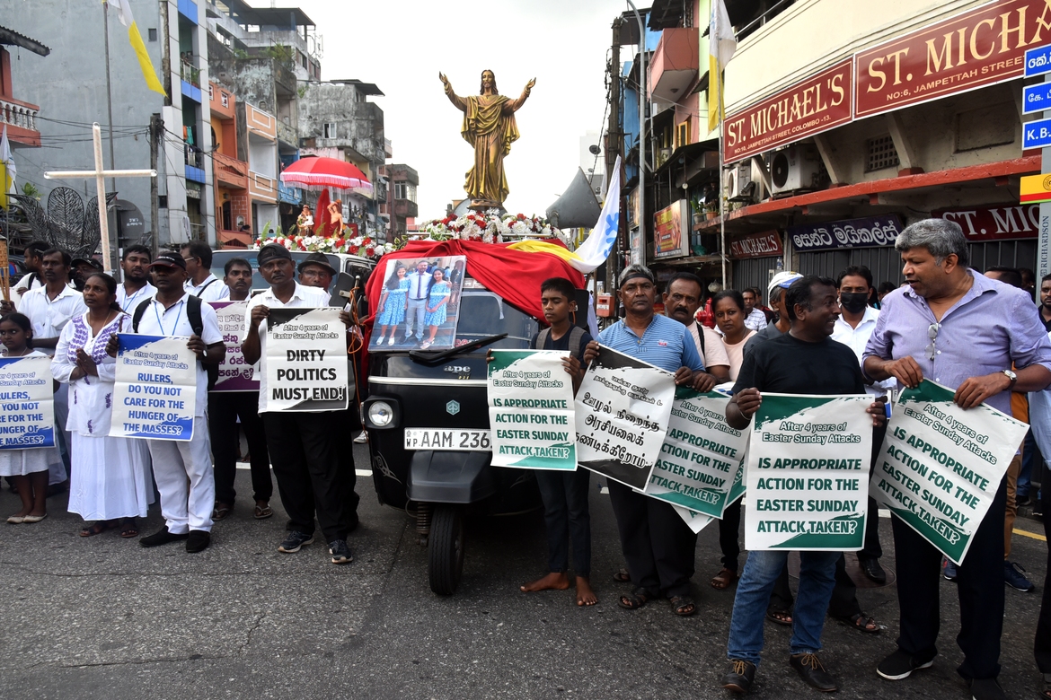 A commemorative held at St. Anthony’s Church – Kochchikade to mark Four years since the tragic Easter Sunday attacks that claimed the lives of more than 270 people. Colombo, Sri Lanka 21st April 2023. Photo: Shutterstock