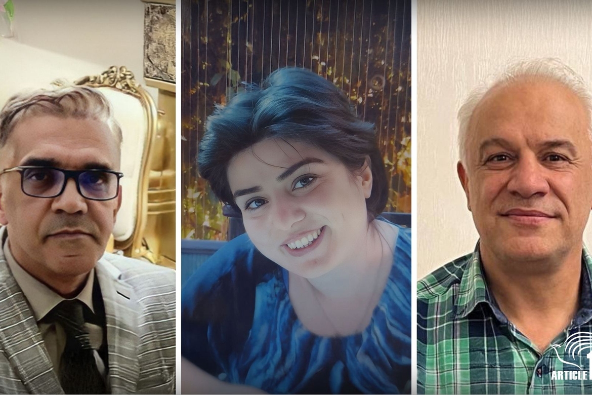 De er tiltalt for sammensvergelse på grunn av bønn, nattverd og julefeiring. Fra venstre: Nasser Navard Gol-Tapeh, Aida Najaflou og Joseph Shahbazian.