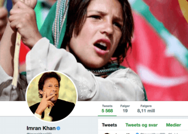 Imran Khan, valgvinner i Pakistan, sikret mange unge stemmer. Her er hans twitter-konto.