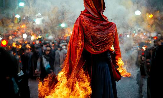 Illustrasjonsfoto: Iranske kvinner brenner hijaben i protest (Shutterstock). 