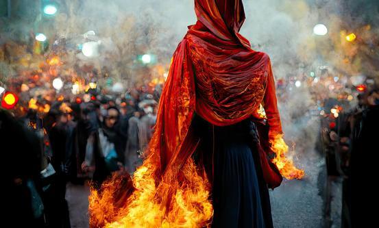 Illustrasjonsfoto: Iranske kvinner brenner hijaben i protest (Shutterstock).