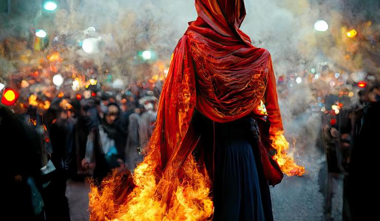 Illustrasjonsfoto: Iranske kvinner brenner hijaben i protest (Shutterstock). 