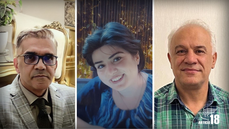 De er tiltalt for sammensvergelse på grunn av bønn, nattverd og julefeiring. Fra venstre: Nasser Navard Gol-Tapeh, Aida Najaflou og Joseph Shahbazian.